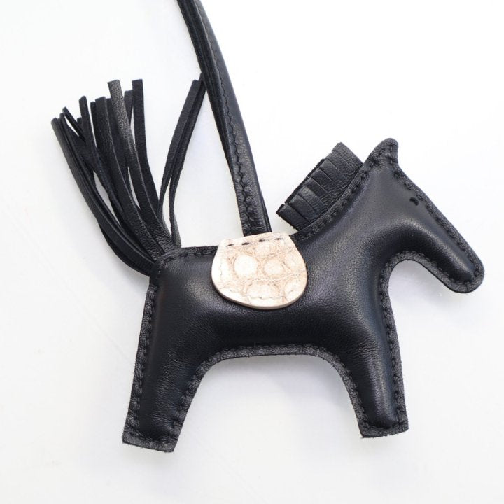Hermes Noir Milo Lambskin Himalayan Touch Rodeo Charm PM