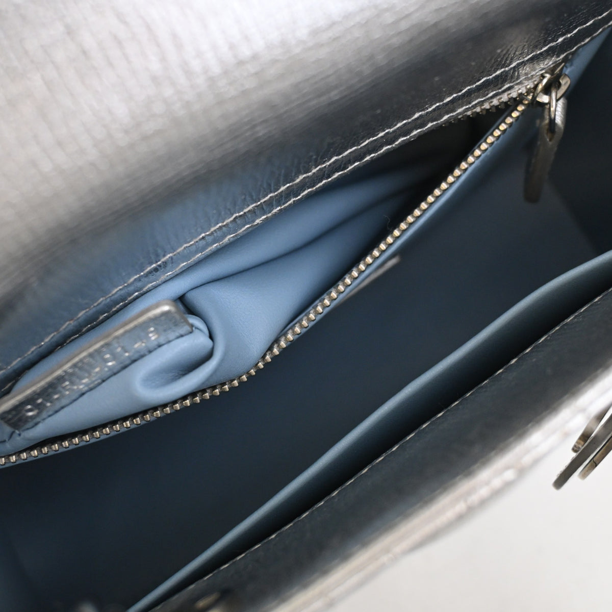 Pre-Owned Christian Dior My Lady Dior Small Calfskin Lucky Badges, open interior with lining