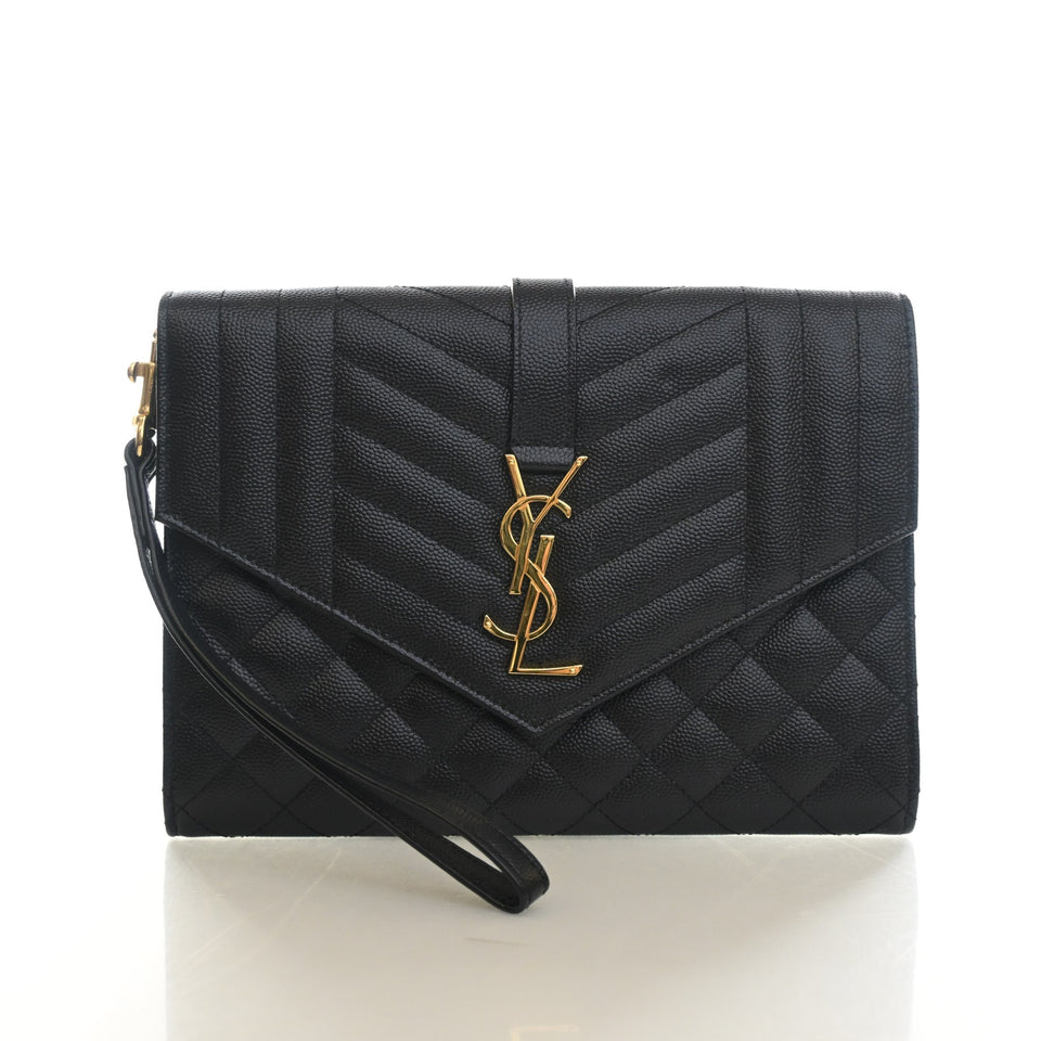 Saint Laurent Calfskin Envelope Clutch