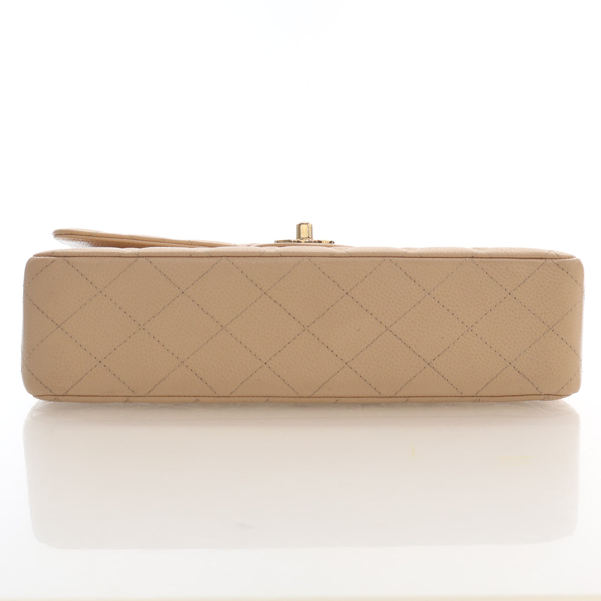 Pre-Owned Chanel Classic Double Flap Medium Caviar Leather Bag, base and feet view, photo 9 of 20