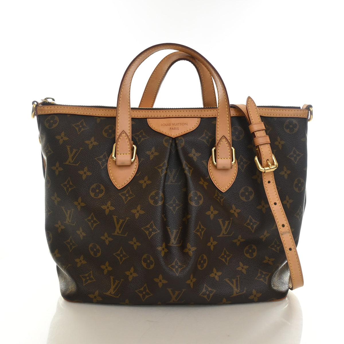 Pre-Owned Louis Vuitton PM Monogram Palermo, front view, authenticated at Luxe Du Jour