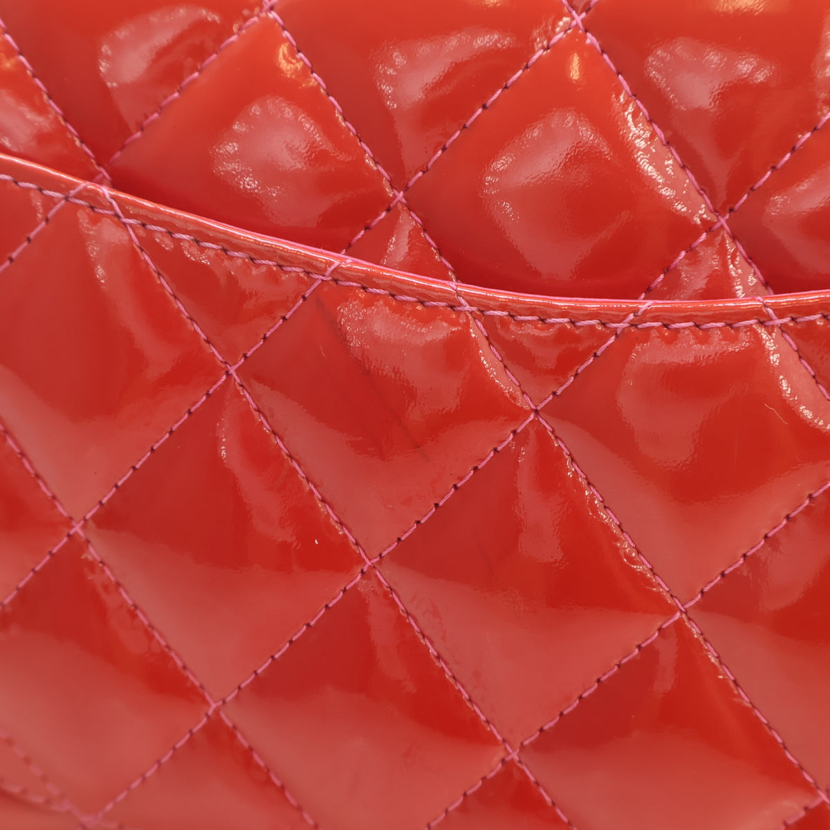 Pre-Owned Chanel Flap Bag Medium Patent Leather East West Single, detail view