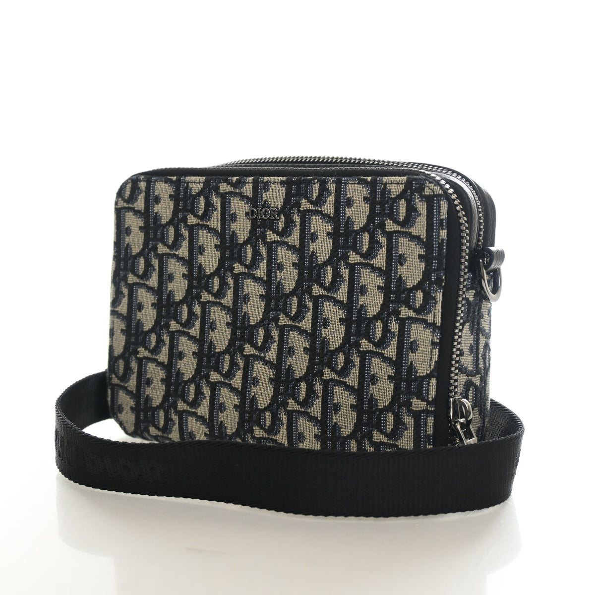 Pre-Owned Christian Dior Oblique Zipped Pouch With Strap, front view