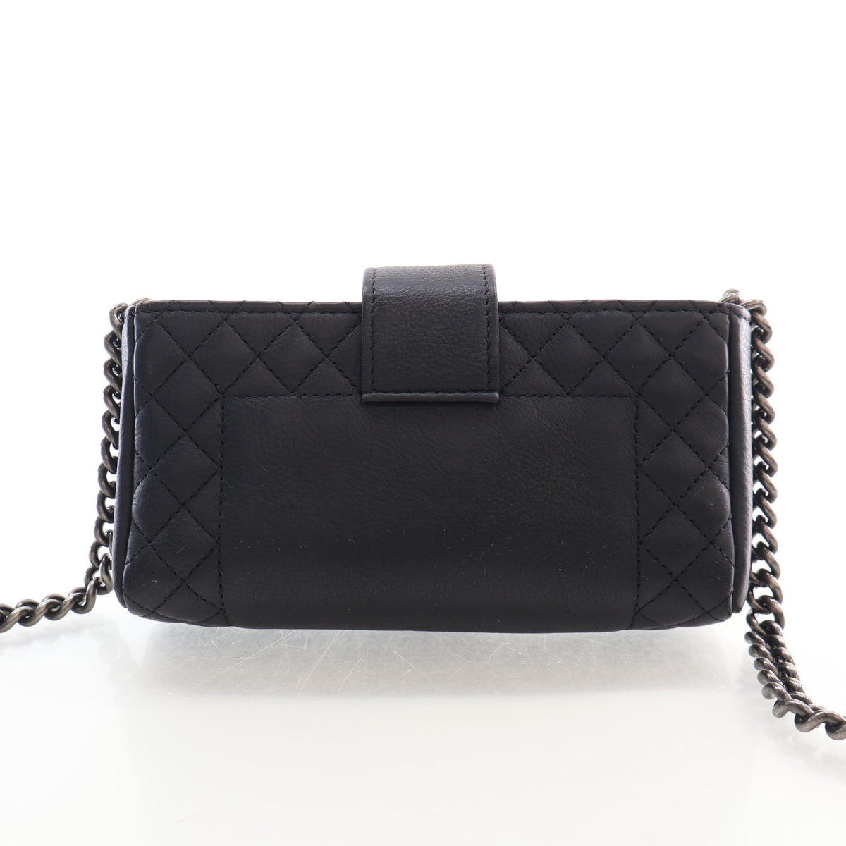 Pre-Owned Chanel Pochette Mini Calfskin Boy Reverso, back view
