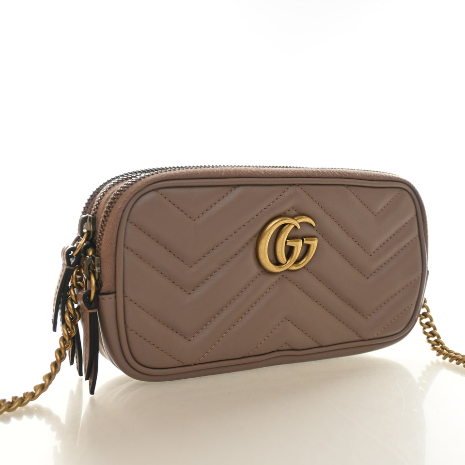 Gucci Mini Calfskin Marmont Triple Zip Crossbody Bag
