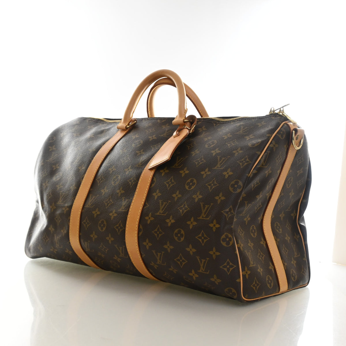Vintage Louis Vuitton 50 Monogram Keepall Bandouliere, three-quarter view