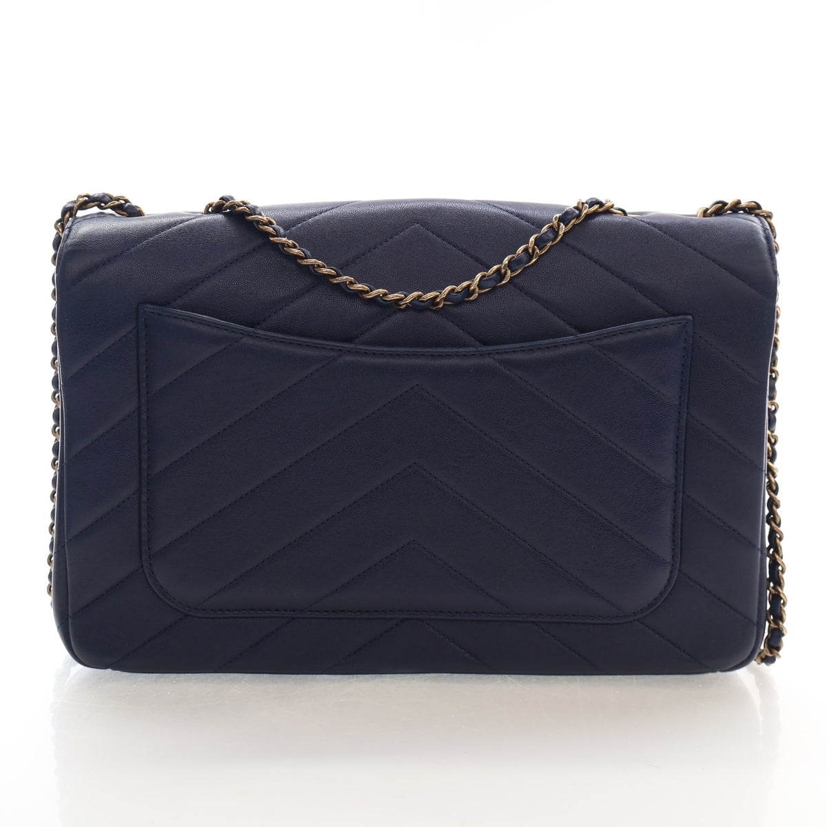 Pre-Owned Chanel Flap Bag Medium Lambskin Chevron Paris-seoul Envelope, back view