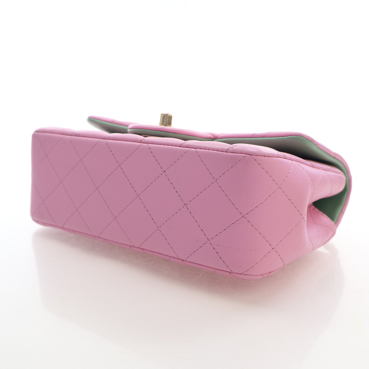 Pre-Owned Chanel Classic Flap Mini Lambskin Rectangular Top Handle Bag, base and feet view, photo 7 of 20