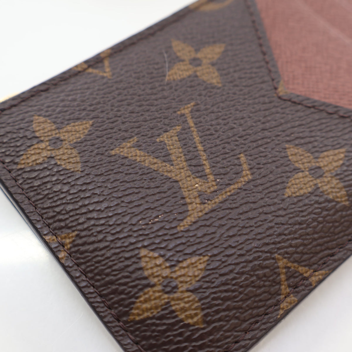 Pre-Owned Louis Vuitton Card Holder Canvas Monogram Romy, logo detail