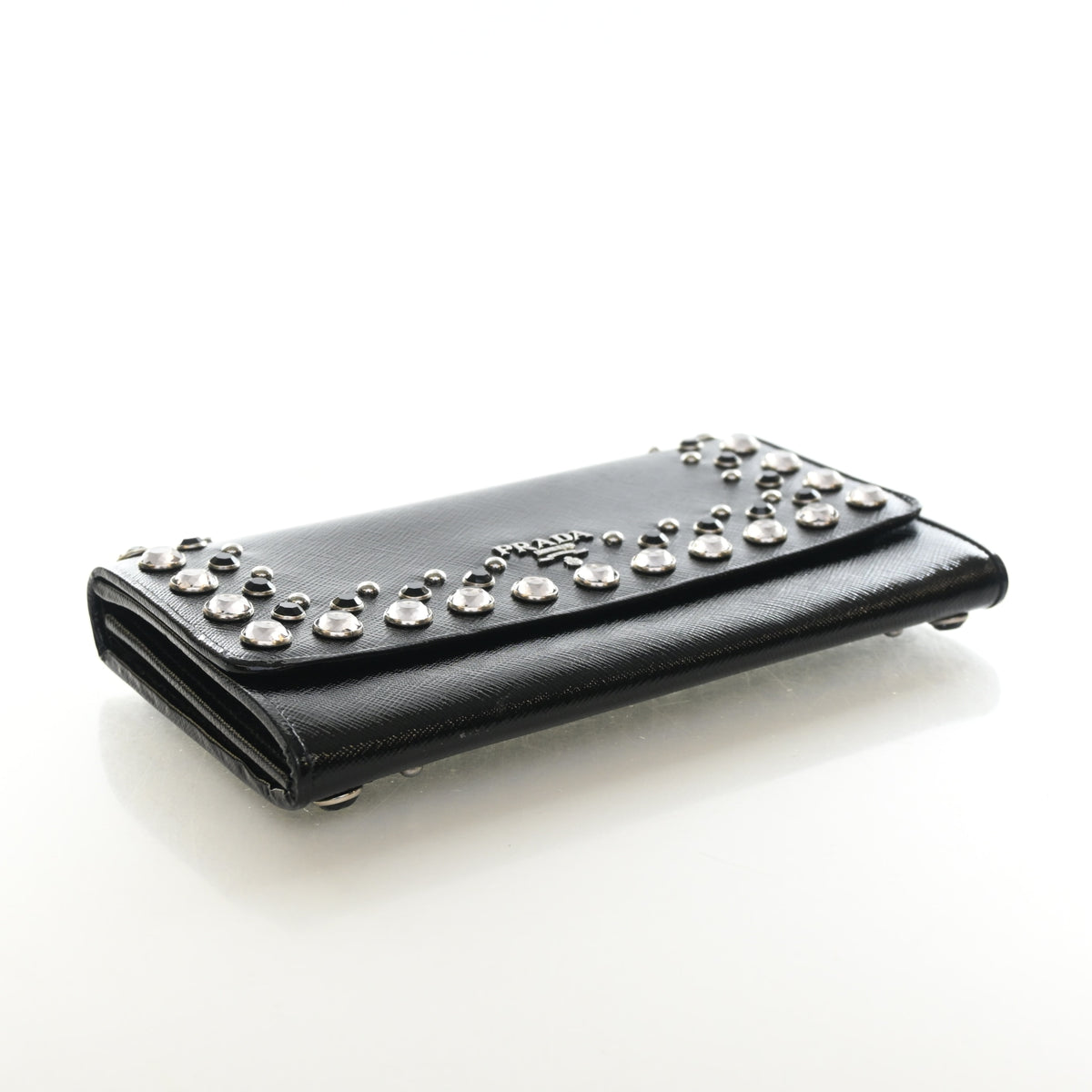 Pre-Owned Prada Wallet Saffiano Patent Leather Jewel Stud, front view, photo 5 of 12