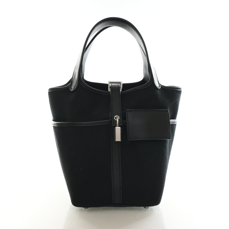 Hermes Noir Toile Goeland Cargo Picotin Lock 18