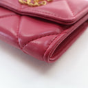 Chanel Red Lambskin 19 Card...
