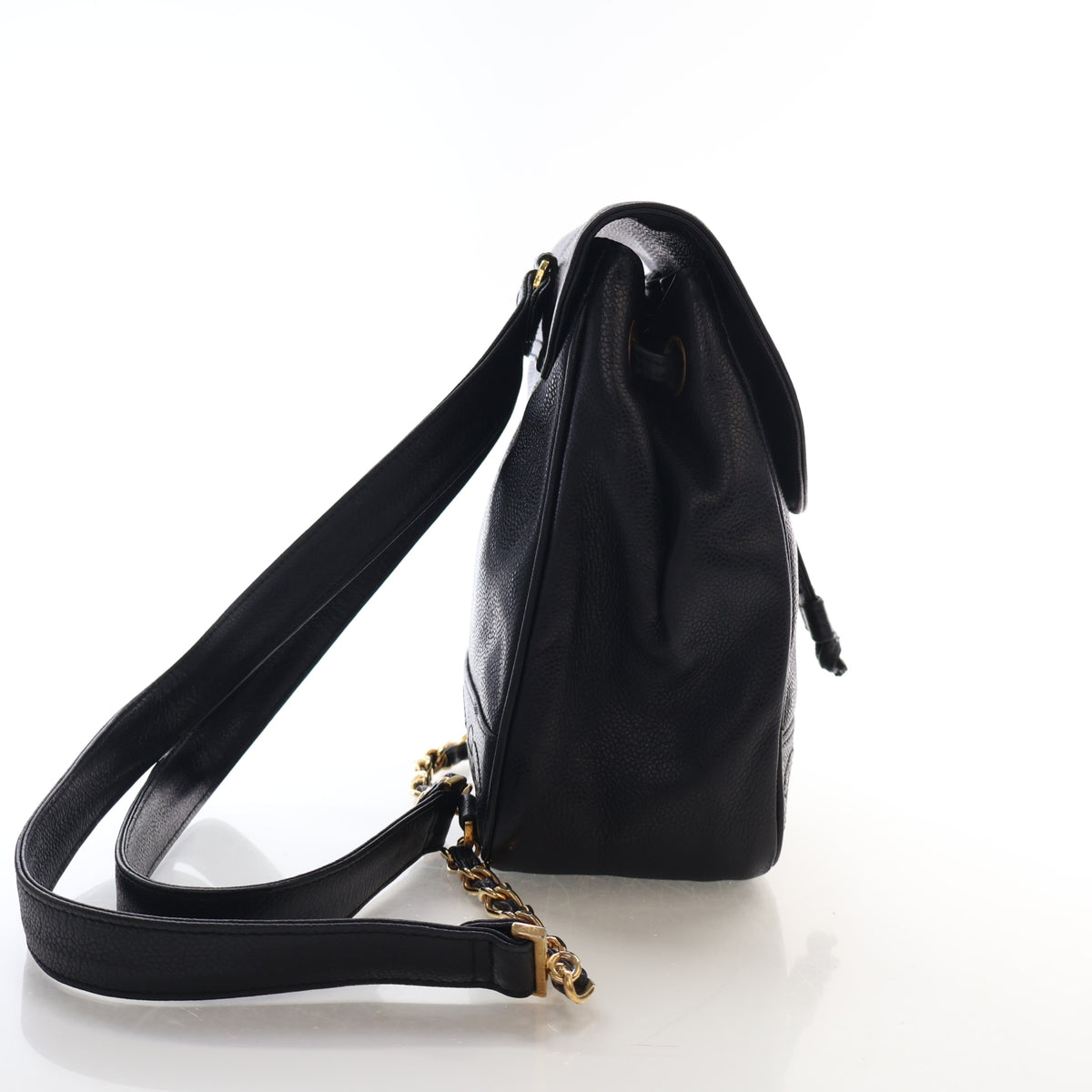 Vintage Chanel Backpack Caviar Leather Triple CC, side profile, photo 13 of 22