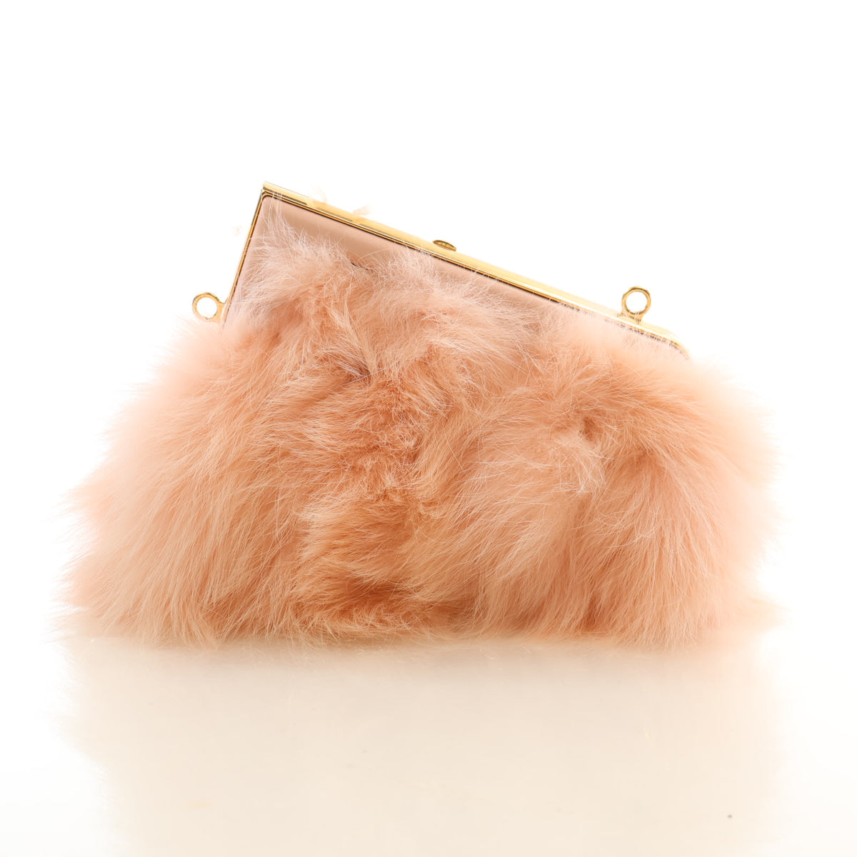 Pre-Owned Fendi Nappa Leather Fox Fur First Bag, side profile, photo 12 of 17
