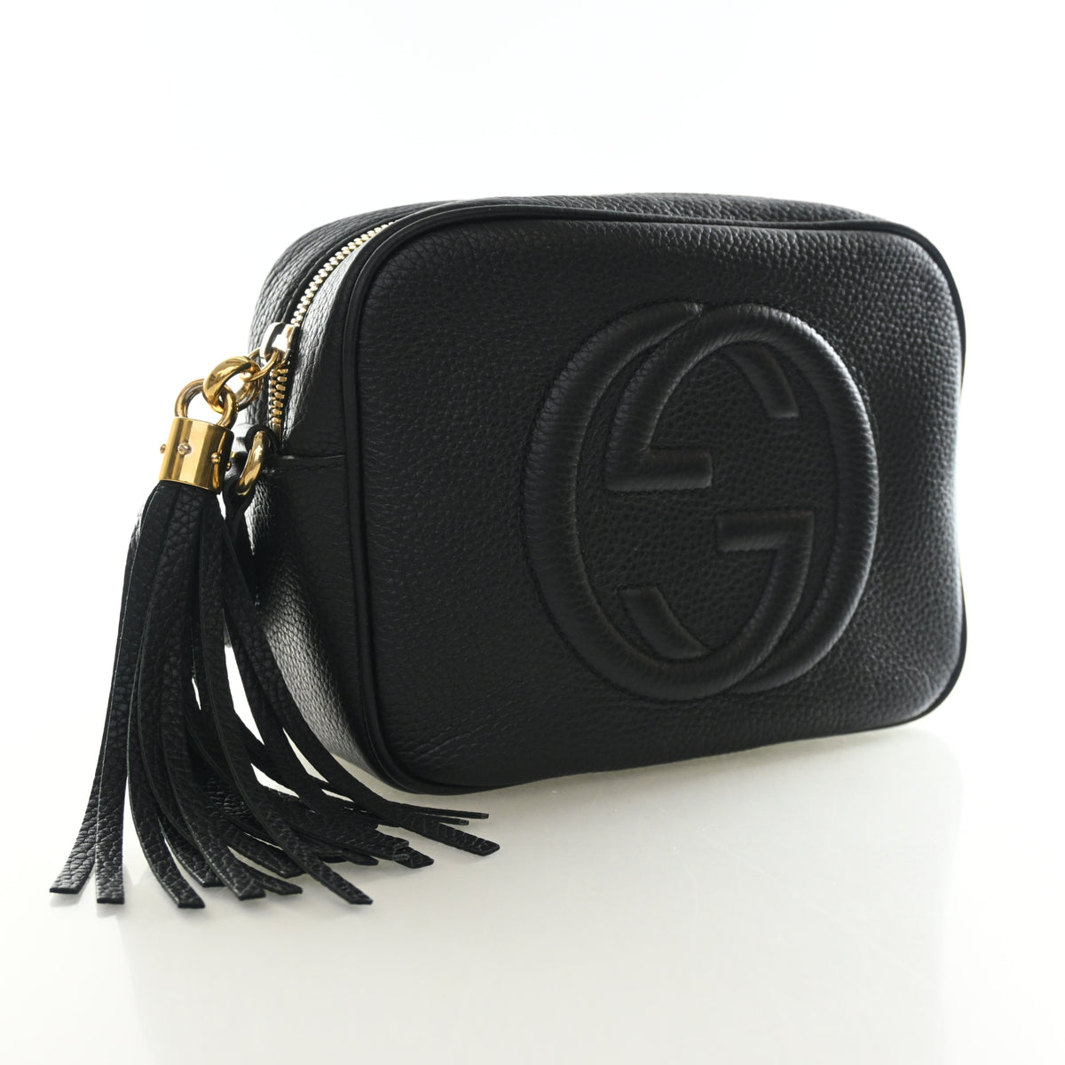 Pre-Owned Gucci Crossbody Bag Calfskin Soho Disco, three-quarter view, authenticated at Luxe Du Jour