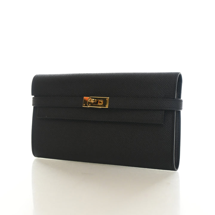Hermes Noir Epsom Kelly Classic Longue Wallet