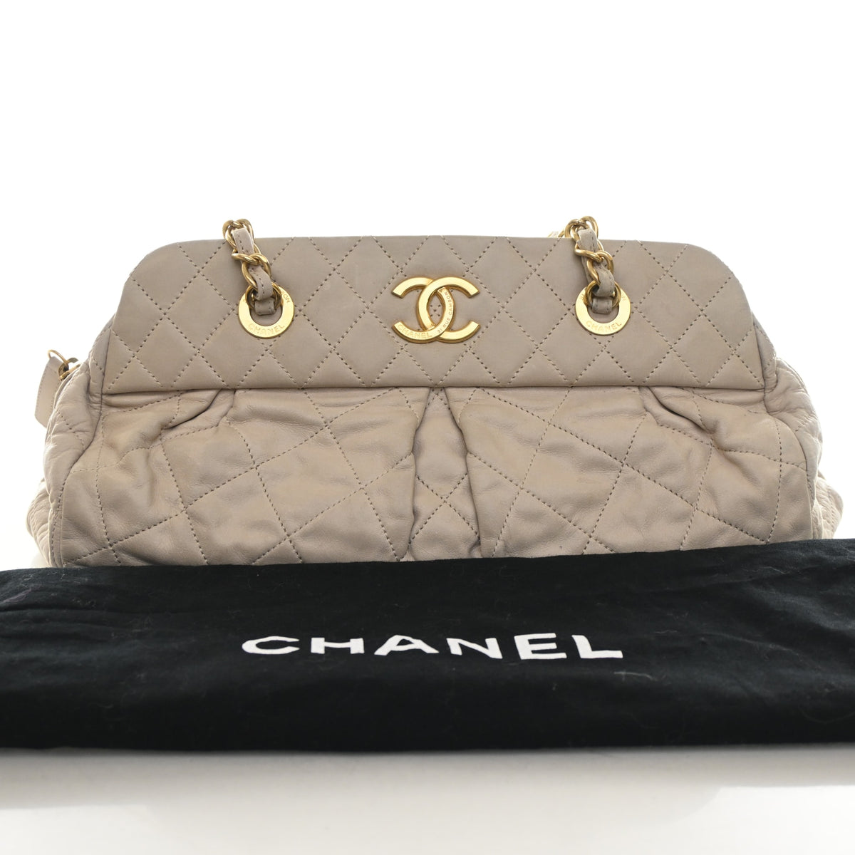 Pre-Owned Chanel Calfskin Chic Quilt Bowling Bag, front view