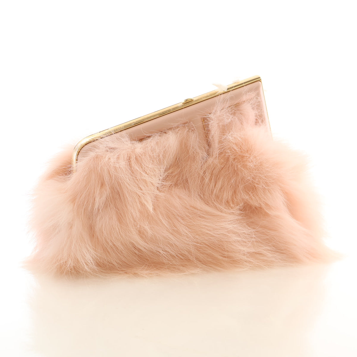 Pre-Owned Fendi Nappa Leather Fox Fur First Bag, detail view, authenticated at Luxe Du Jour