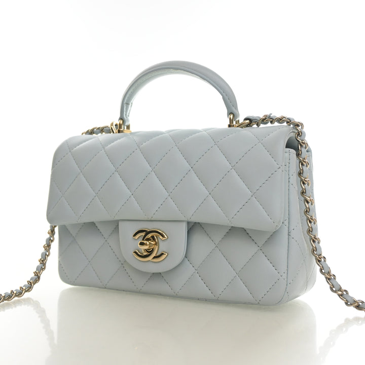 Chanel Mini Lambskin Rectangular Top Handle Classic Flap Bag