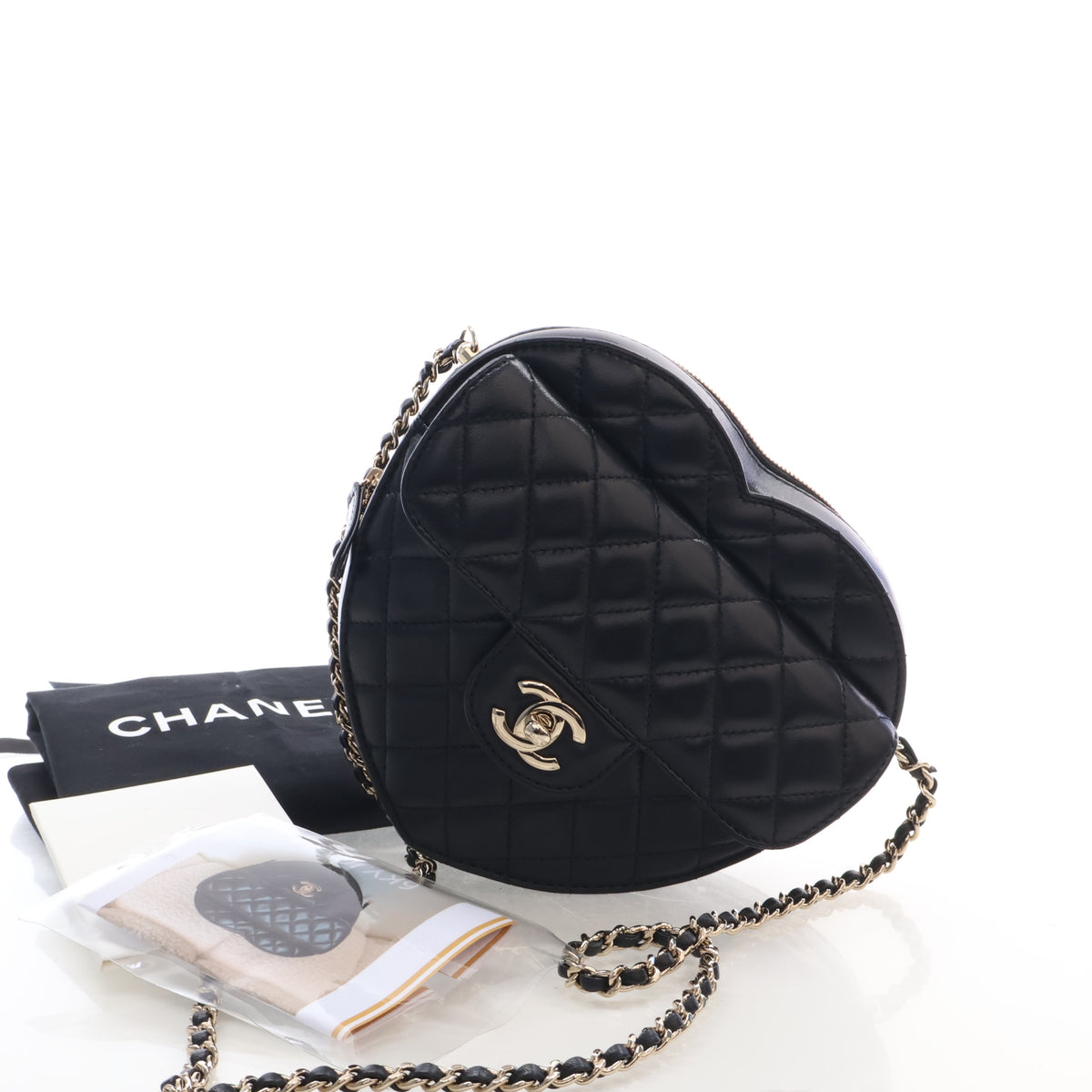 Pre-Owned Chanel Large Lambskin CC In Love Heart Bag, three-quarter view, photo 14 of 14
