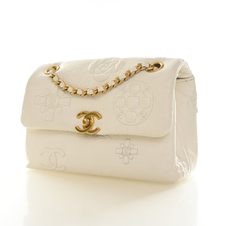 Chanel Crumpled Calfskin Embossed Flap Bag