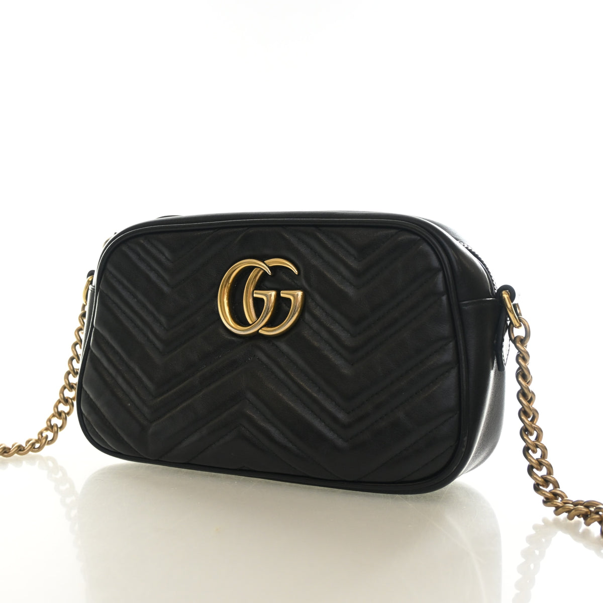 Pre-Owned Gucci Shoulder Bag Small Calfskin GG Marmont, front view