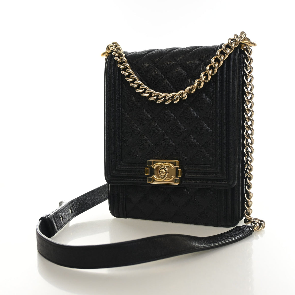 Pre-Owned Chanel Boy Bag Caviar Leather North South, front view
