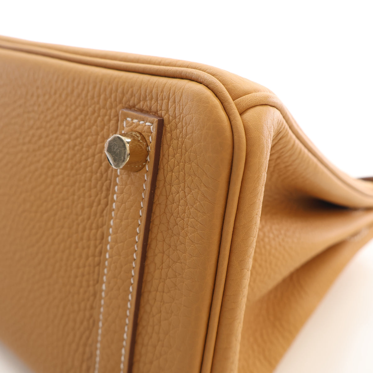 Pre-Owned Hermès Birkin 25 Naturel-sabel Togo Leather, corner and edge detail