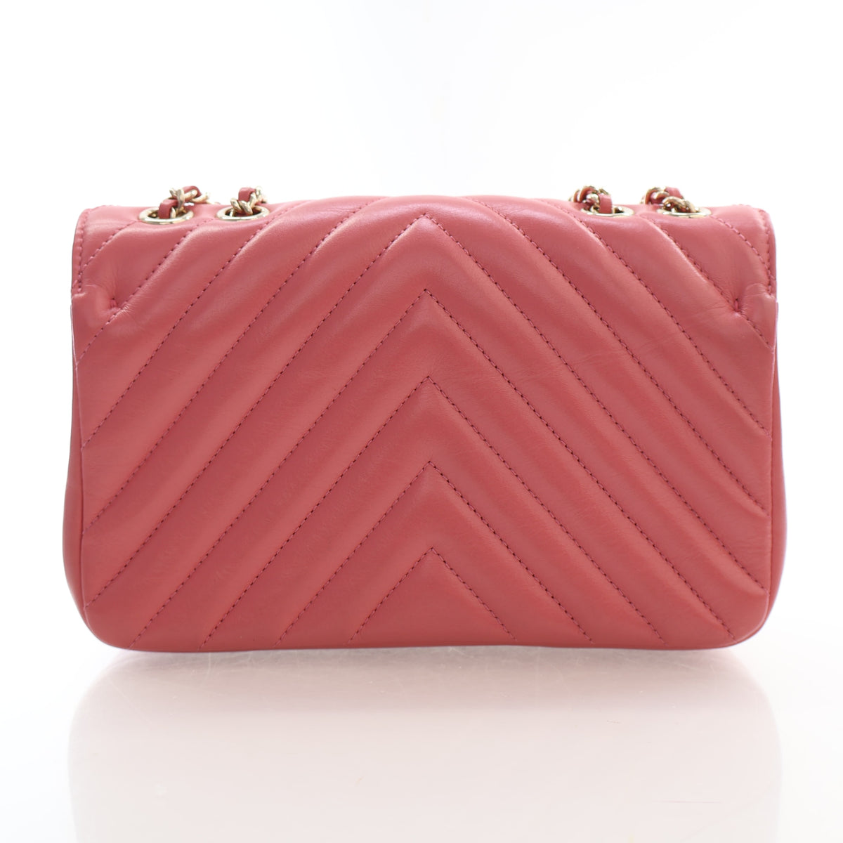 Pre-Owned Chanel Flap Bag Mini Lambskin Chevron, back view