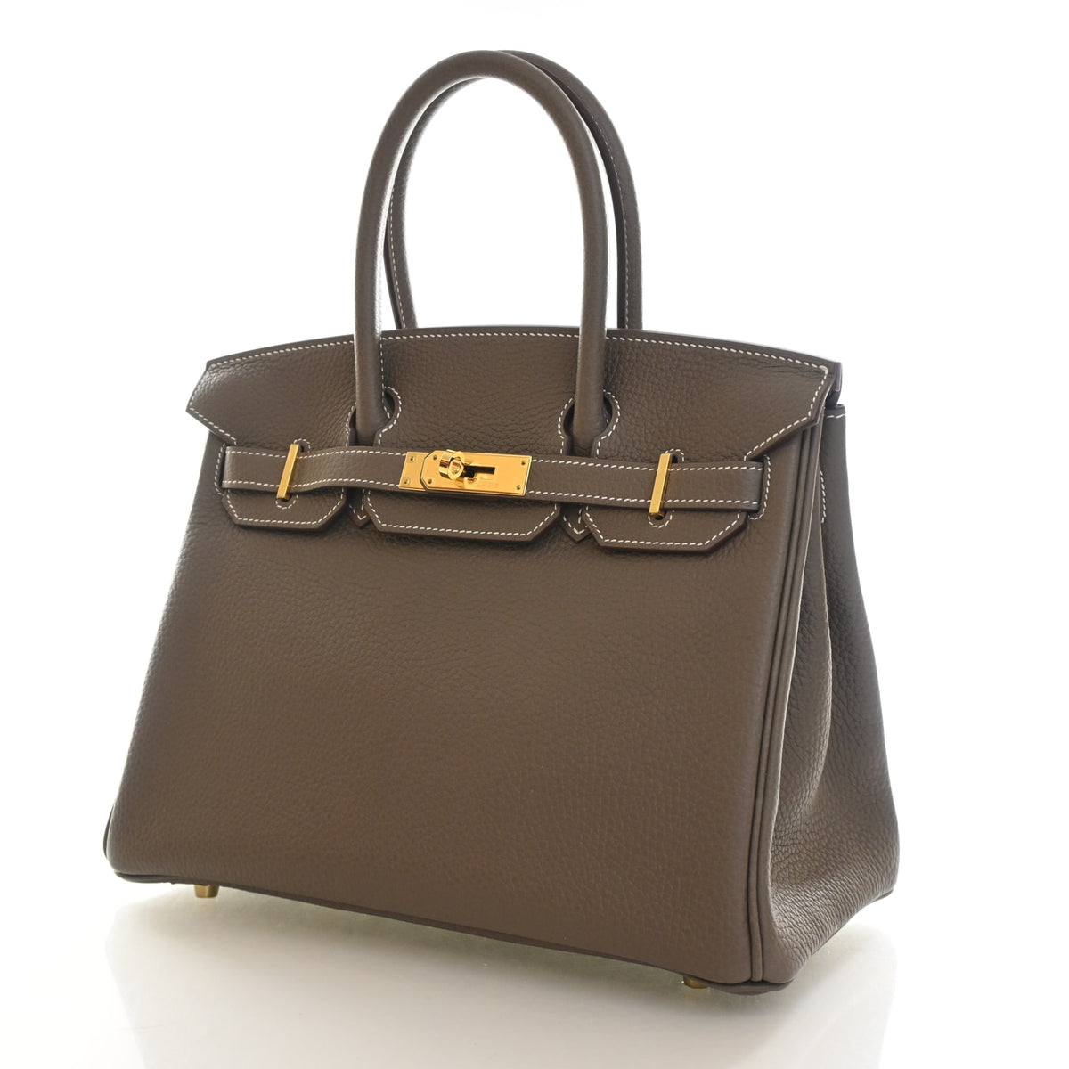 Pre-Owned Hermès Birkin 30 Etoupe Clemence Leather, front view, photo 3 of 14