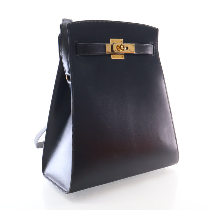 Hermes Vintage Noir Box Calf Kelly Sport MM