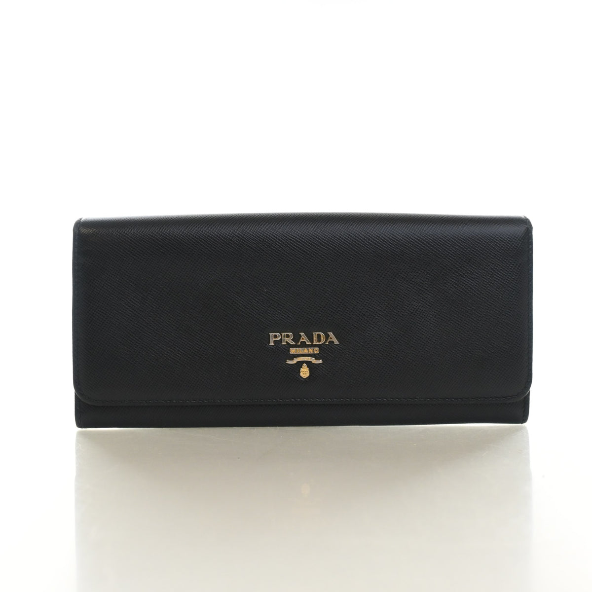 Pre-Owned Prada Wallet Saffiano Long, front view, authenticated at Luxe Du Jour