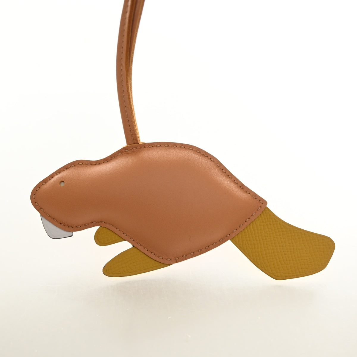 Pre-Owned Hermès Charm Milo Lambskin Petit H Beaver, side profile