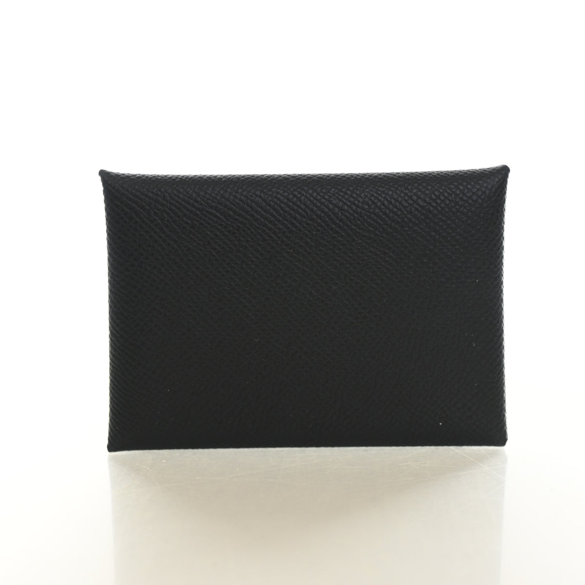 Pre-Owned Hermès Card Holder Noir Epsom Leather Calvi, base and feet view