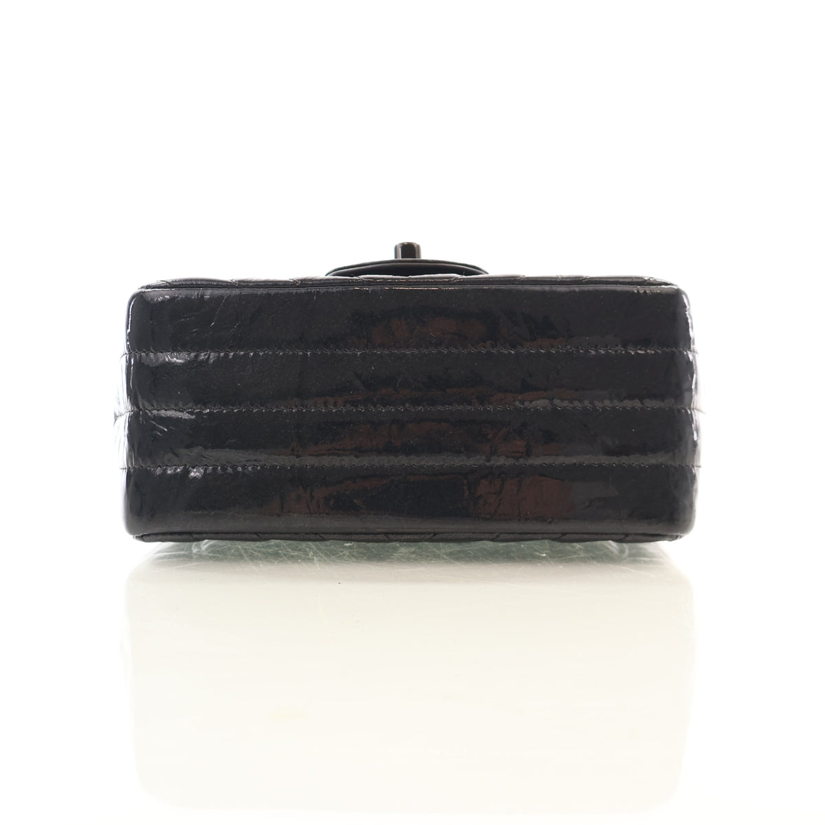 Pre-Owned Chanel Flap Bag Mini Patent Leather Single, base and feet view, photo 9 of 14