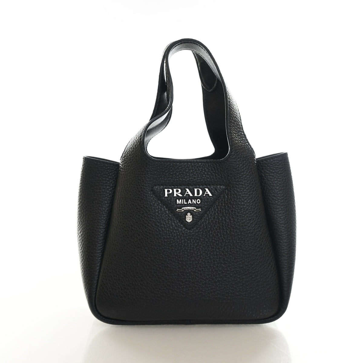 Pre-Owned Prada Tote Mini Vitello Daino Soft, front view, authenticated at Luxe Du Jour