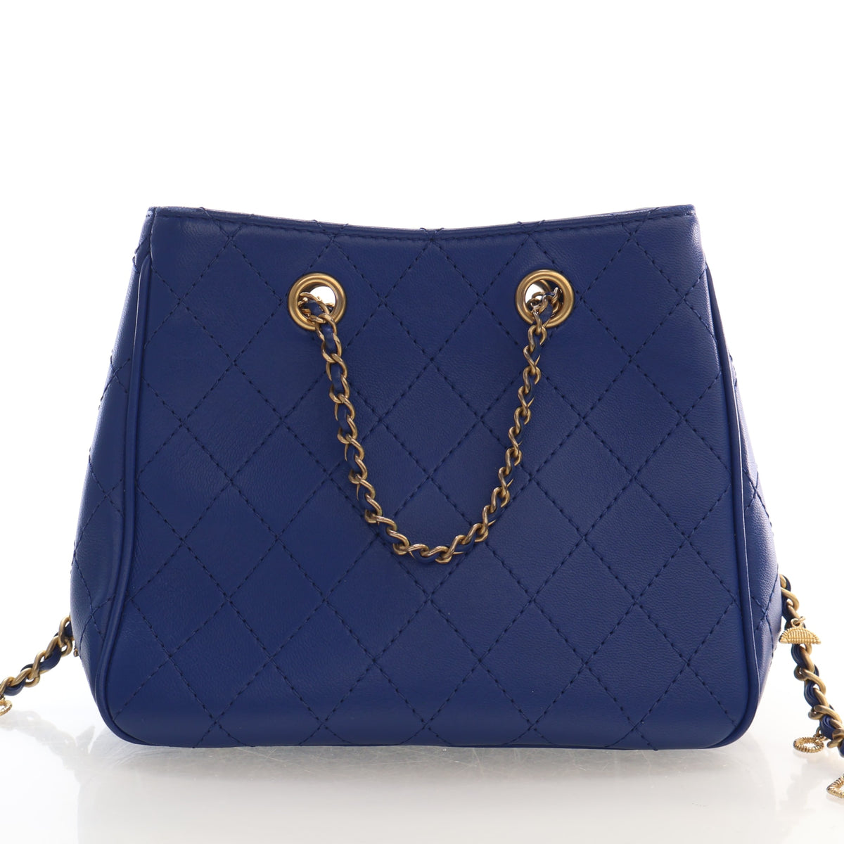 Pre-Owned Chanel Bucket Bag Mini Calfskin Egyptian Amulet Drawstring, front view
