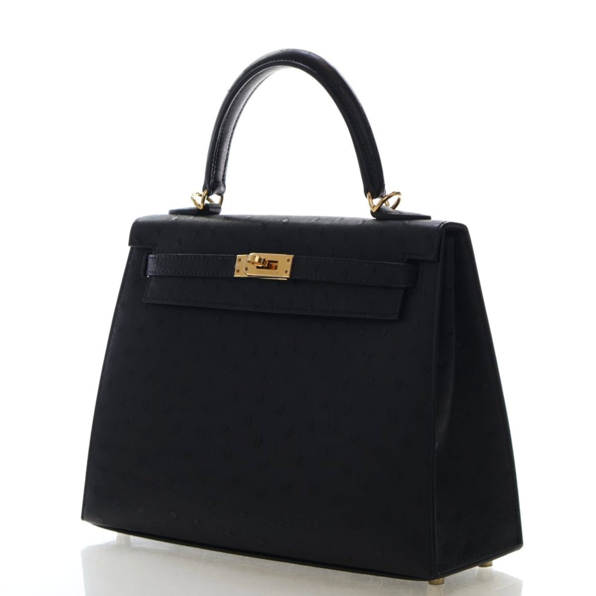 Hermes Noir Ostrich Sellier Kelly 25, photo 3 of 18