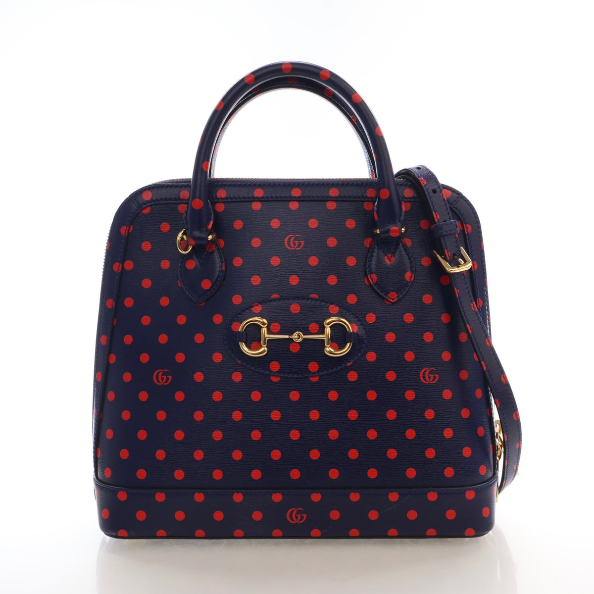 Pre-Owned Gucci Top Handle Calfskin Horsebit 1955 Bag, front view, authenticated at Luxe Du Jour