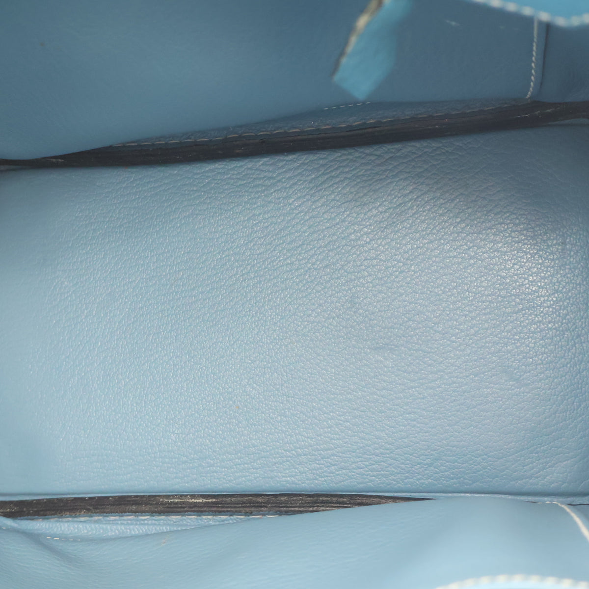 Pre-Owned Hermès Birkin 25 Bleu Jean Togo Leather, open interior with lining, photo 20 of 22