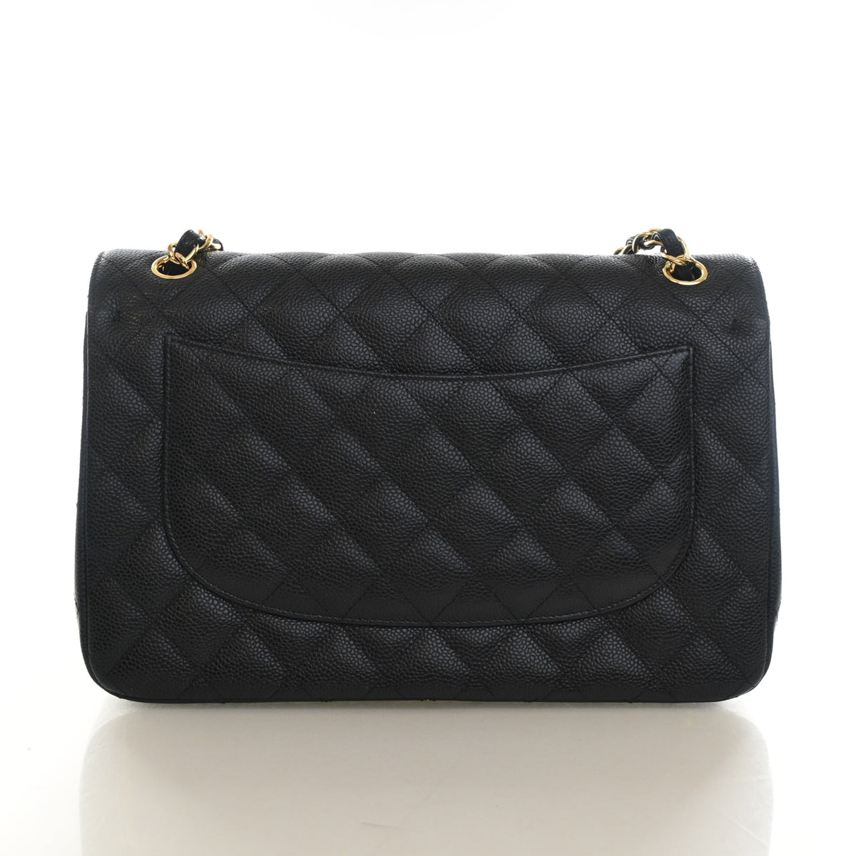 Pre-Owned Chanel Classic Double Flap Jumbo Caviar Leather Bag, back view, photo 11 of 14