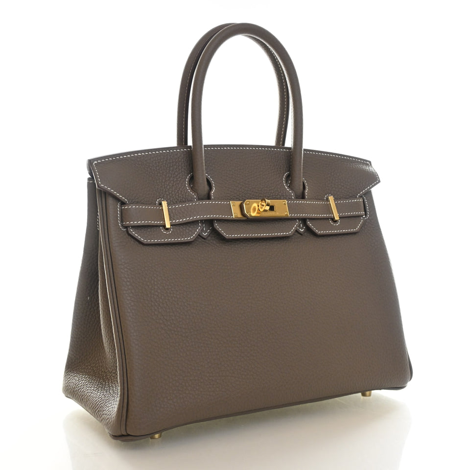 Hermes Etoupe Clemence Birkin 30