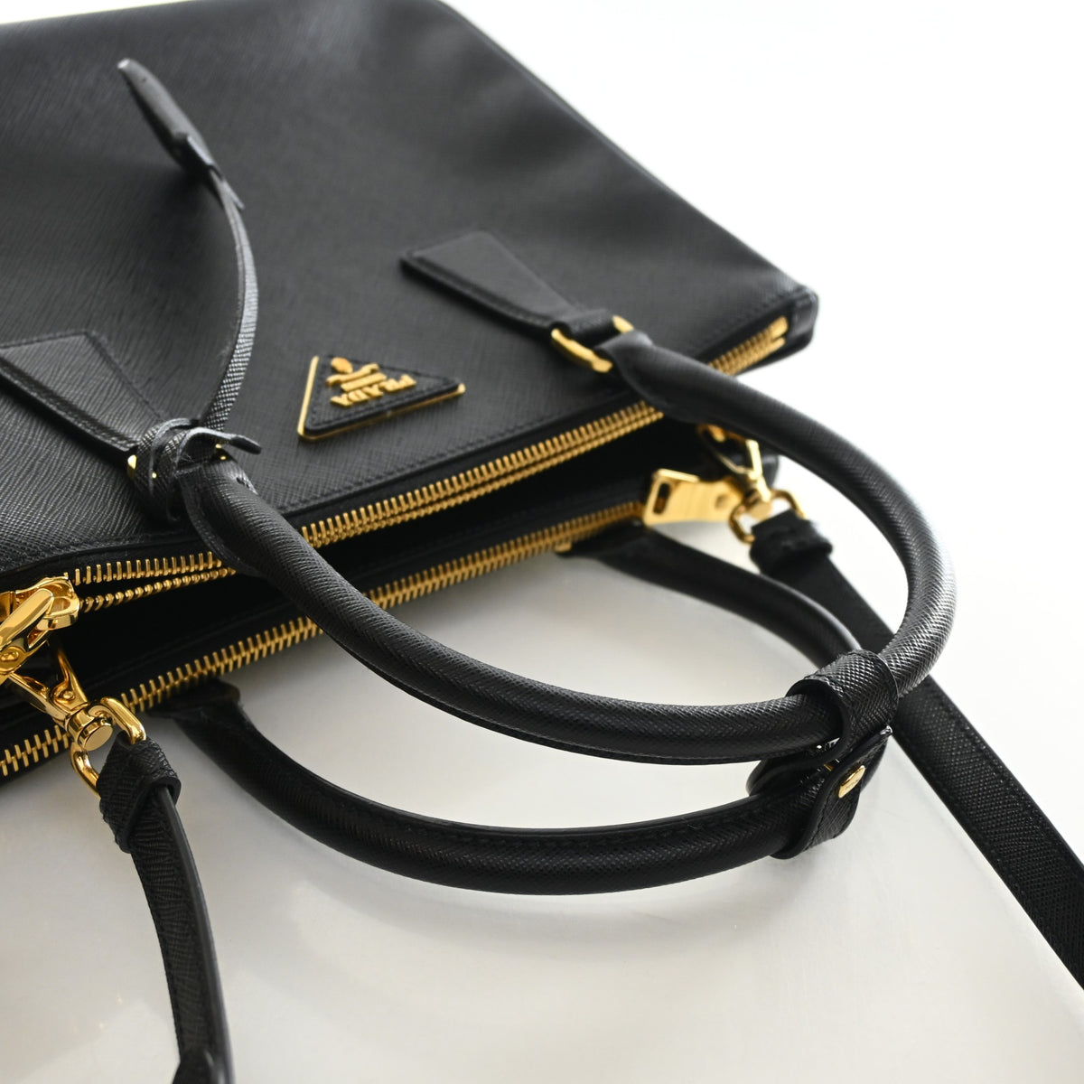 Pre-Owned Prada Galleria Medium Saffiano Double Zip Tote, overhead view