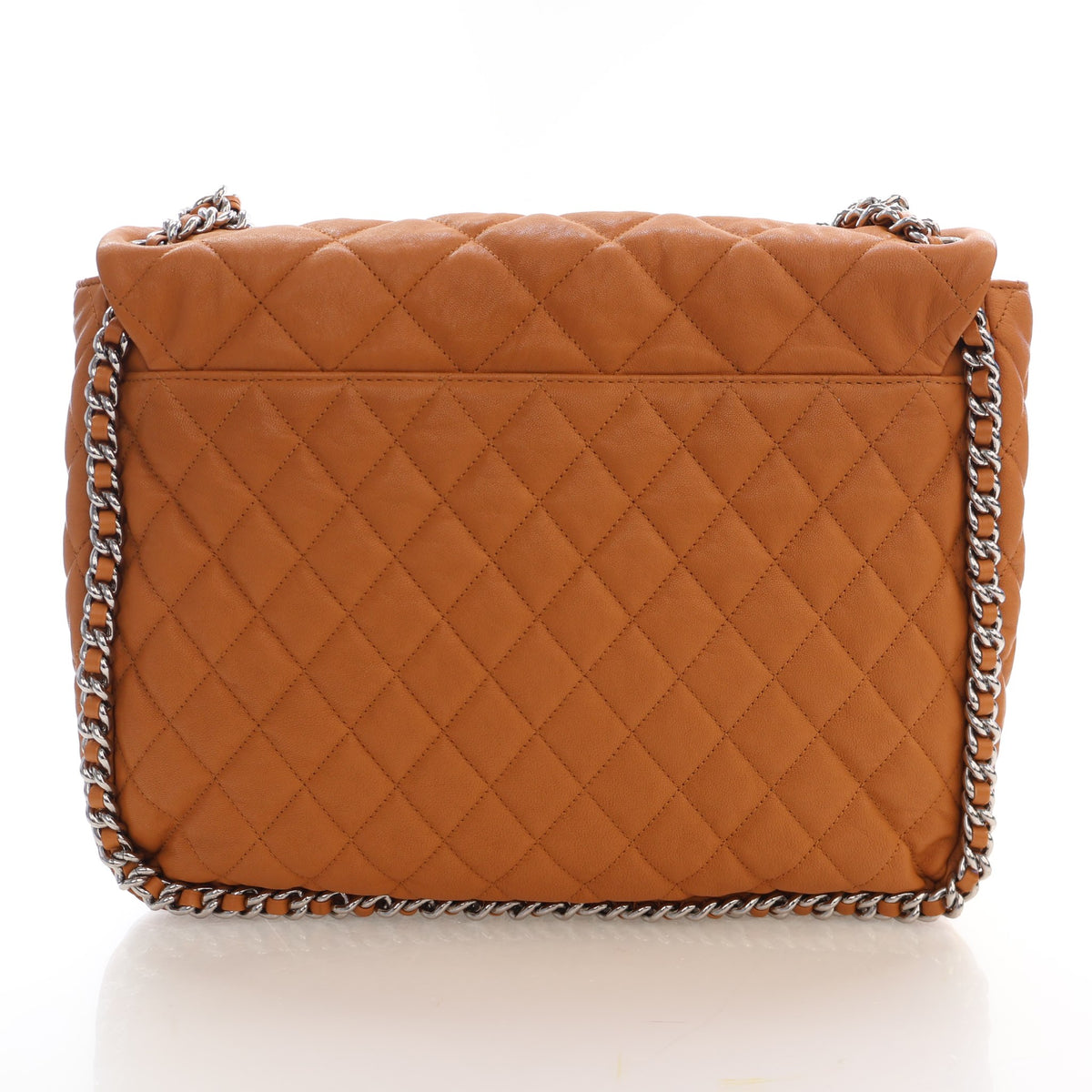 Pre-Owned Chanel Flap Bag Maxi Lambskin Chain Around, back view