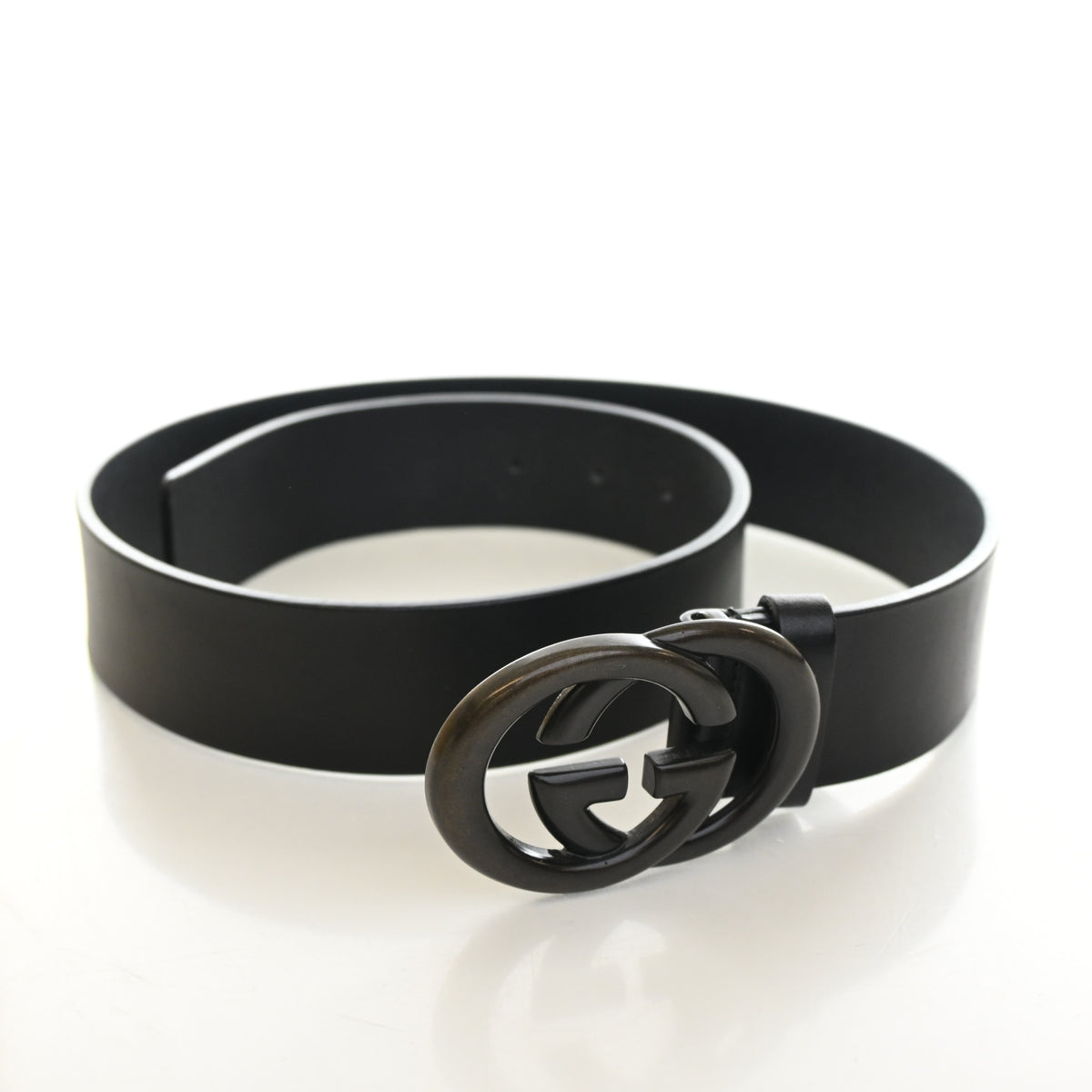 Pre-Owned Gucci Belt Sz Calfskin Interlocking G 85/34, front view