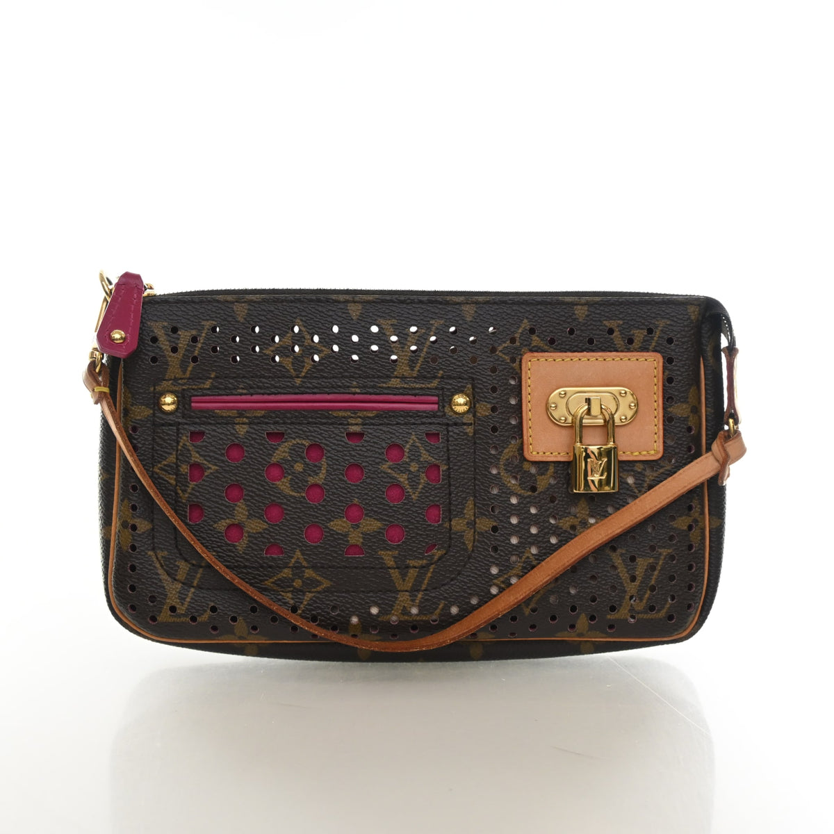 Pre-Owned Louis Vuitton Pochette Monogram Perforated Accesoires, front view, authenticated at Luxe Du Jour