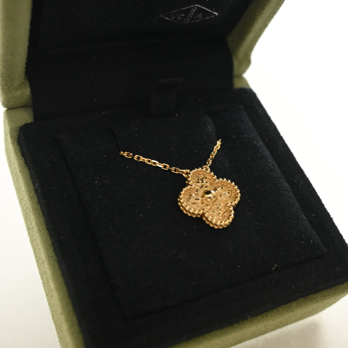 Vintage Van Cleef & Arpels Alhambra 18K Yellow Gold Pendant, detail view
