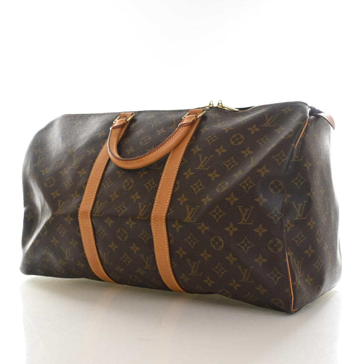 Pre-Owned Louis Vuitton 50 Monogram Keepall, three-quarter view