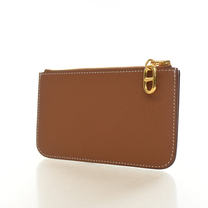 Hermes Gold Evercolor Zipengo Chaine D'Ancre Card Holder