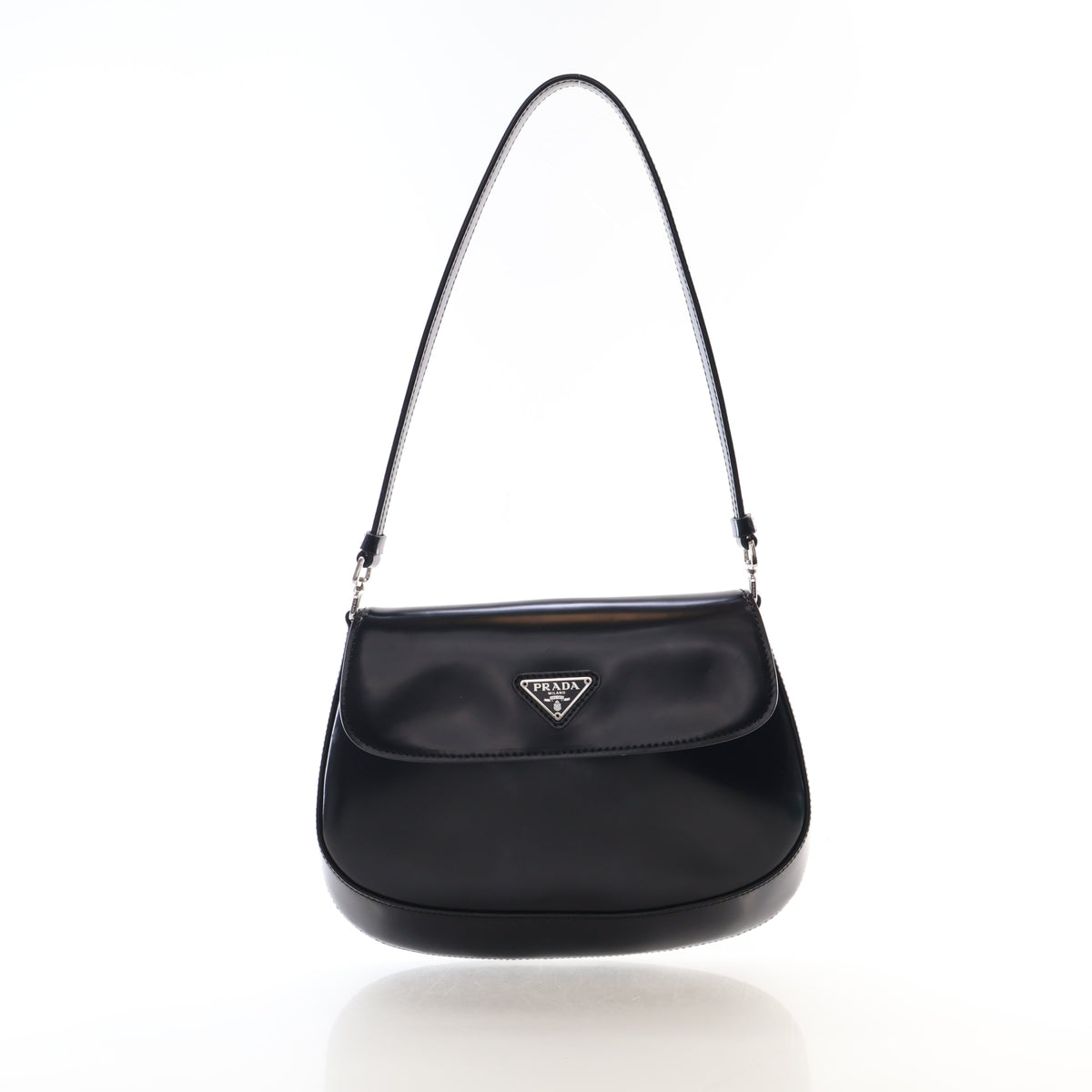Pre-Owned Prada Flap Bag Small Spazzolato Cleo, front view, authenticated at Luxe Du Jour
